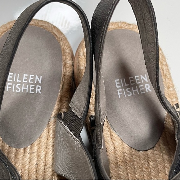 NWOT Eileen Fisher Max Metallic Espadrille Sandals Size 8 Leather - Picture 7 of 8